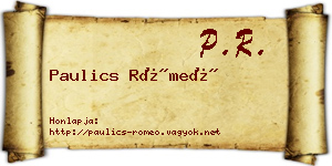 Paulics Rómeó névjegykártya